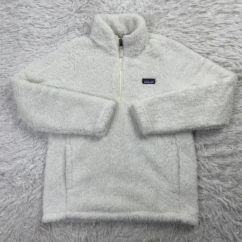 Patagonia Jacket Girls Extra Large 14 Birch White Kids Los Gatos 1/4 Zip Fleece